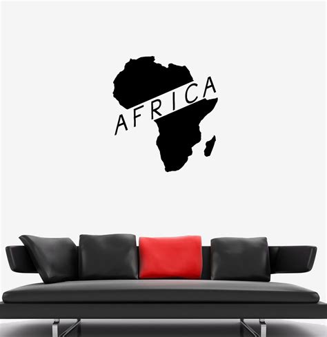Wall Decal Mainland Continent Africa Island Map Inscription Vinyl Stic — Wallstickers4you