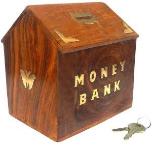flipshoppee Handmade Wooden Money Bank Hut Style Kids Piggy Coin Box (4 ...