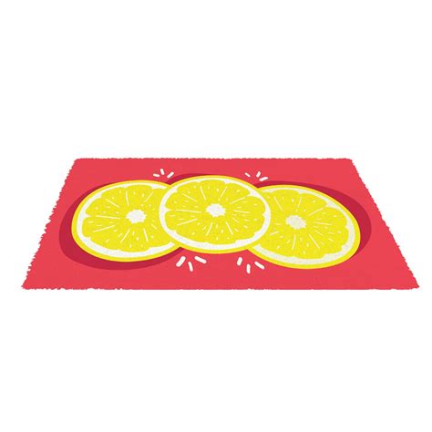 OnlyMat Colourful Lemon printed Natural Coir Red Floor Mat