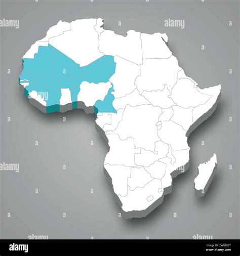 French West Africa location within Africa 3d isometric map Stock Vector ...