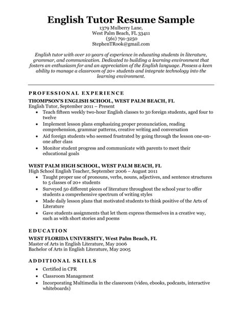 Bildergebnis für english resume example
