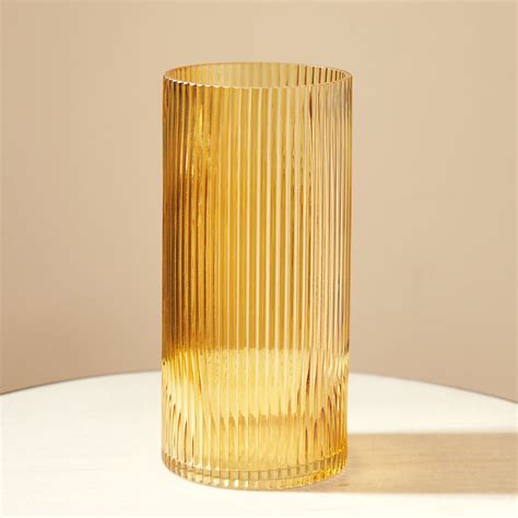 Shop Light Brown Ribbed Glass Vase - Large - at Best Price Online in India