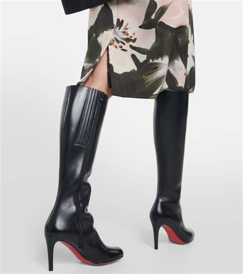Pumppie Botta leather knee-high boots in black - Christian Louboutin ...