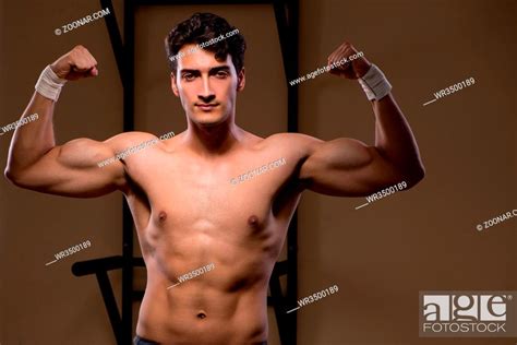 Ripped muscular man in gym doing sports, Stock Photo, Picture And ...