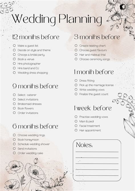 Image result for Downloadable Printable Wedding Checklist