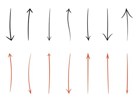 Various red and black arrow sets drawn in handdrawn style vector pen ...