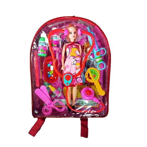 PUJAARA TOYS Plastic Doctor Doll Playset Bag with Playing Medical Tools ...