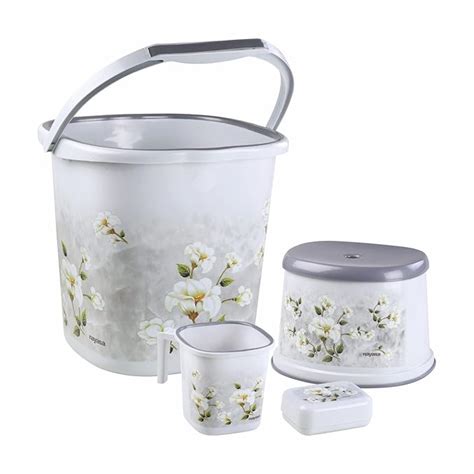 Nayasa Square Ring Marble Plastic Set for Bathroom | 25 Liters Bucket ...