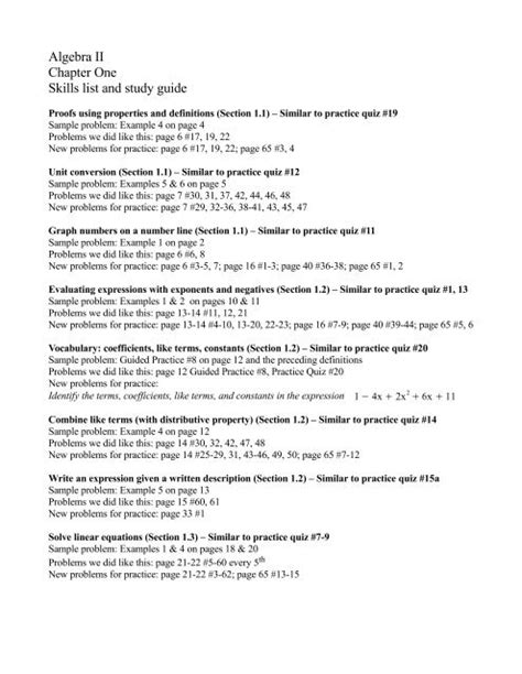 Image result for Algebra 2 Chapter 1 Test Study Guide