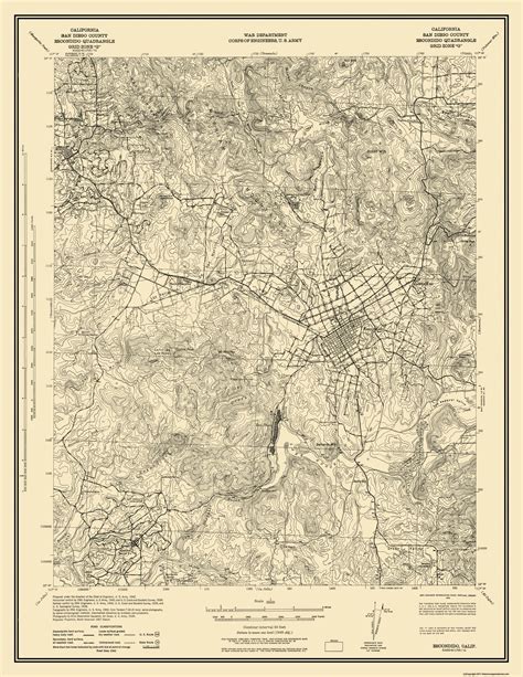 Topographical Map - Escondido California Quad - USGS 1942 - Vintage Wa – Maps of the Past