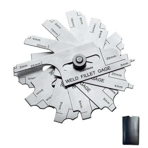 JENSWILL 7-Blades 3.2-25.4mm Metric Cam Type Weld Gauge Fillet Weld Set ...