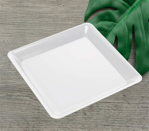 Snapklik.com : 4 Heavy Duty 12" White Square Plastic Serving Platters