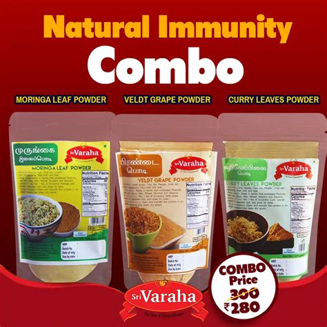 SriVaraha Natural Immunity Combo - Moringa Pirandai Curry Leaves Powder ...