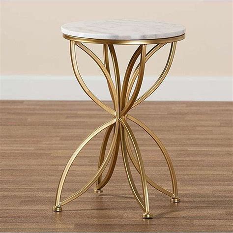 Golden Flower Side Table With Marble Top – Writings On The Wall
