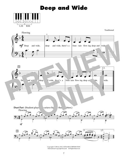 Deep And Wide by Traditional Sheet Music for 5-Finger Piano at Sheet ...