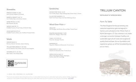 Menu - Canton MA's Trillium Brewing Company | Sirved