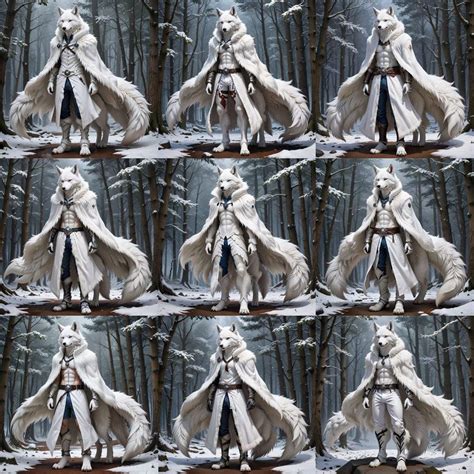Wolf Human Hybrid in White Fur with Wolf Ears and ... - AI Art