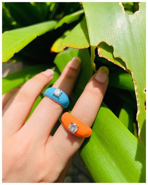 Sonali Bendre in Colour Burst Enamel Bubblegum Thick Rings – Zevar King