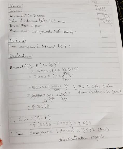 find the compound interest on Rs 5000 at 12% p.a for 1 and half year if ...