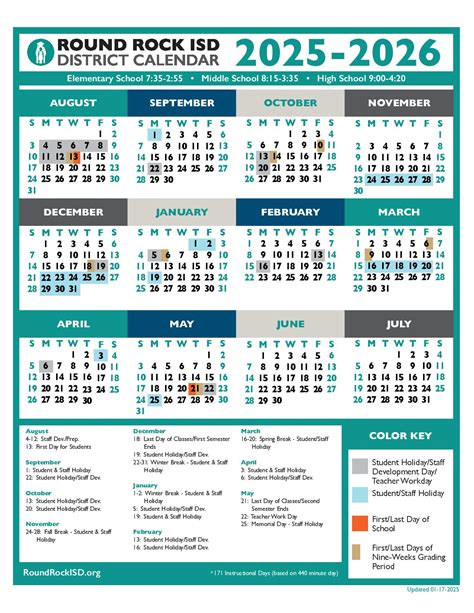 Round Rock ISD Calendar 2025-2026 | Academic Holidays