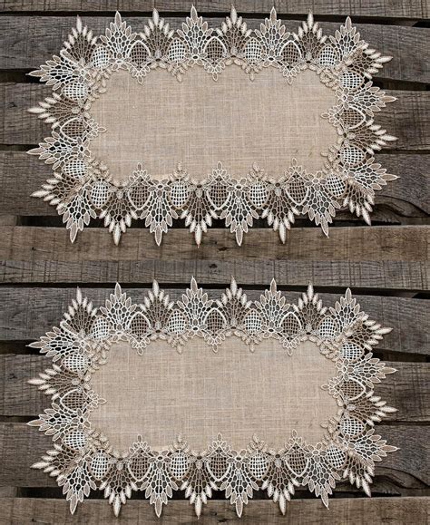 Buy Linens, Art and Things Two Lace Place Mats 13W x 20L Neutral Earth ...