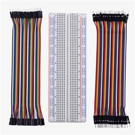 MB102 Colored Breadboard 830 Points with Jumper Wires - Male to Male a ...