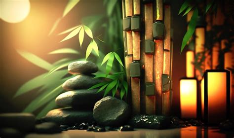 Premium Photo | Soothing bamboo forest in a spa setting with natural stones