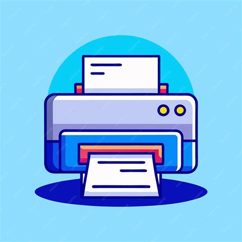 Printer with print paper vector illustration isolated background office ...