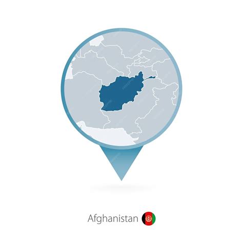 Premium Vector | Map pin with detailed map of afghanistan and neighboring countries