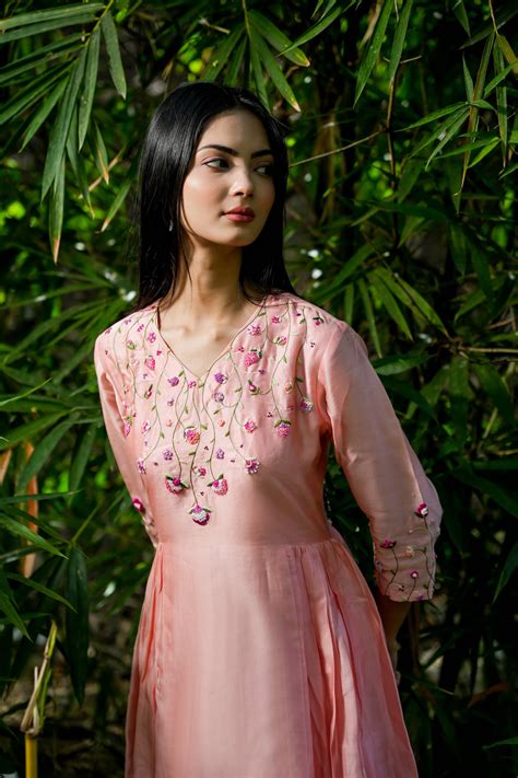Peachy Dream Hand Embroidered Dress – Mangalmay By Aastha