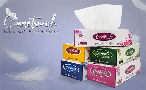CARETOUCH 2 Ply Ultra Soft Tissue, Face Tissue, 100 Pulls (Set of 5 Box ...