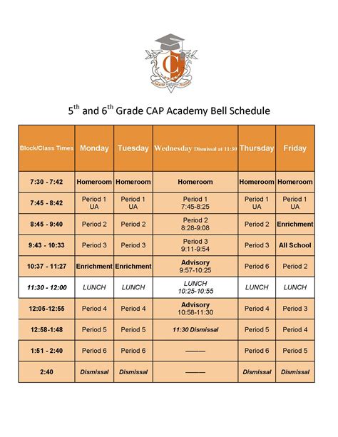 Bell Schedule | Capital Preparatory Magnet School