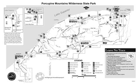 Wilderness State Park Porcupine Mountains Map