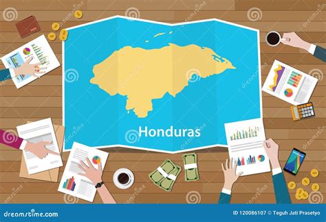 Honduras Economy Country Growth Nation Team Discuss with Fold Maps View from Top Stock ...