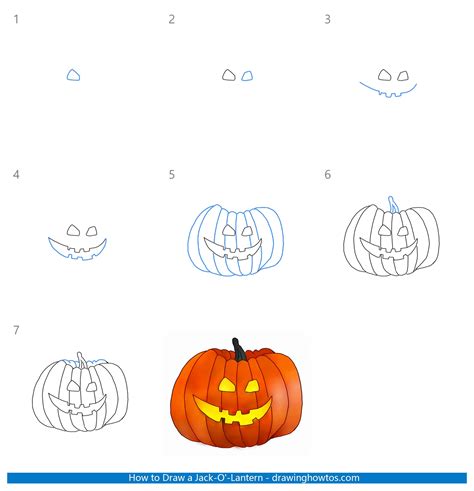 How to Draw a Halloween Pumpkin Jack-o-Lantern - Step by Step Easy ...