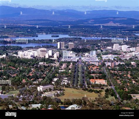 Capital City Canberra Australia Aerial Landscape View Of Canberra The