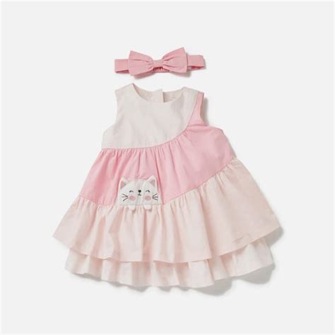 Juniors Cat Applique Sleeveless Dress and Headband Set