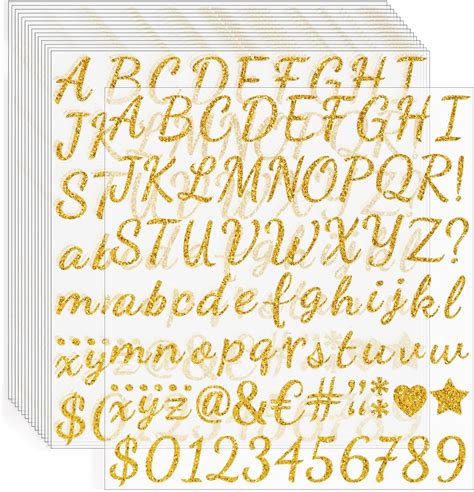 1245Pcs Letter Stickers 15 Sheets Alphabet Stickers Vinyl Gold Sticker ...