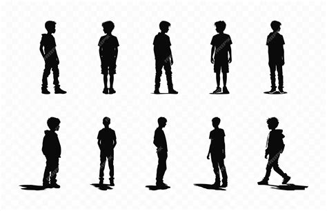 Premium Vector | Boy silhouettes vector bundle set of teenage boy ...