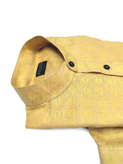 Golden Yellow Linen Shirt for Festivals in India | Privee Paris