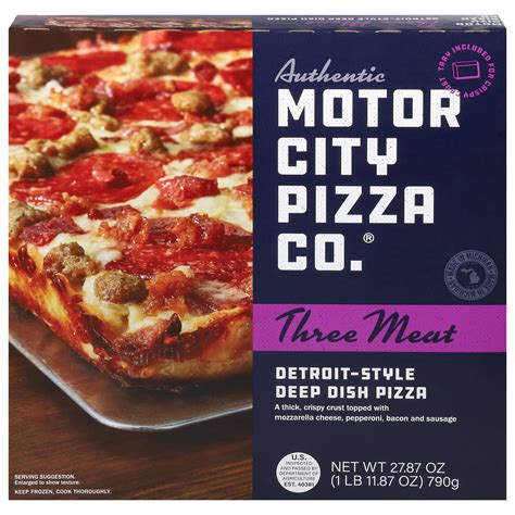 AUTHENTIC MOTOR CITY PIZZA CO. Three Meat Detroit-Style Pizza,Tomato Sauce,27.87oz(Frozen ...