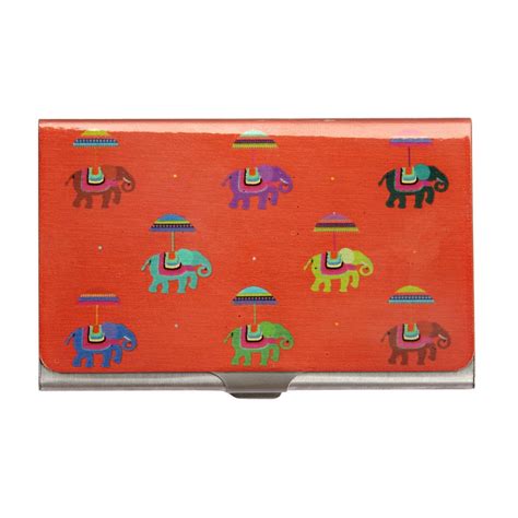 Steel Card Holder Flying Elephants Red : Amazon.in: Office Products