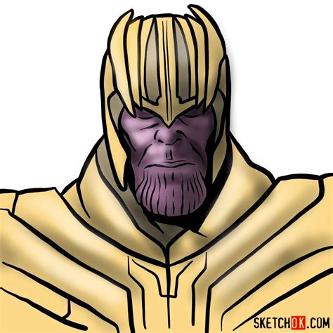 How to Draw Thanos in His Golden Helmet: MCU Armor Look