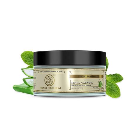 KHADI NATURAL Ayurvedic Mint and Aloevera Face Massage Gel, 100g ...