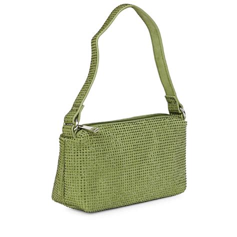 Aria Crystal Embellished Green Leather Mini Handbags – SaintG India
