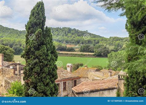 Typical Spanish Landscape in the Suburbs of Figueres. Spain Stock Image ...
