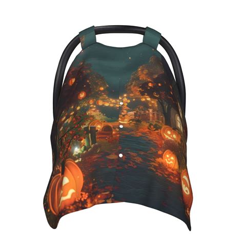Car Seat Cover Baby - Halloween Pumpkin Street Carseat Covers Baby for ...