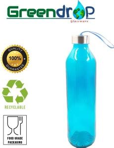 Greendrop Glassware Turquoise blue glass water bottle 800 ml 800 ml ...