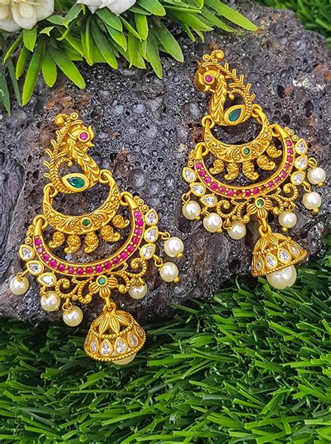 Buy Gold plated Imitation Jewelry Real AD Stones Daily Wear Jhumka ...