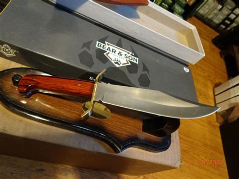 BEAR & SONS CUTLERY 12" GOLD RUSH BOWIE KNIFE 12C27 SANDVIK BLADE WOOD ...